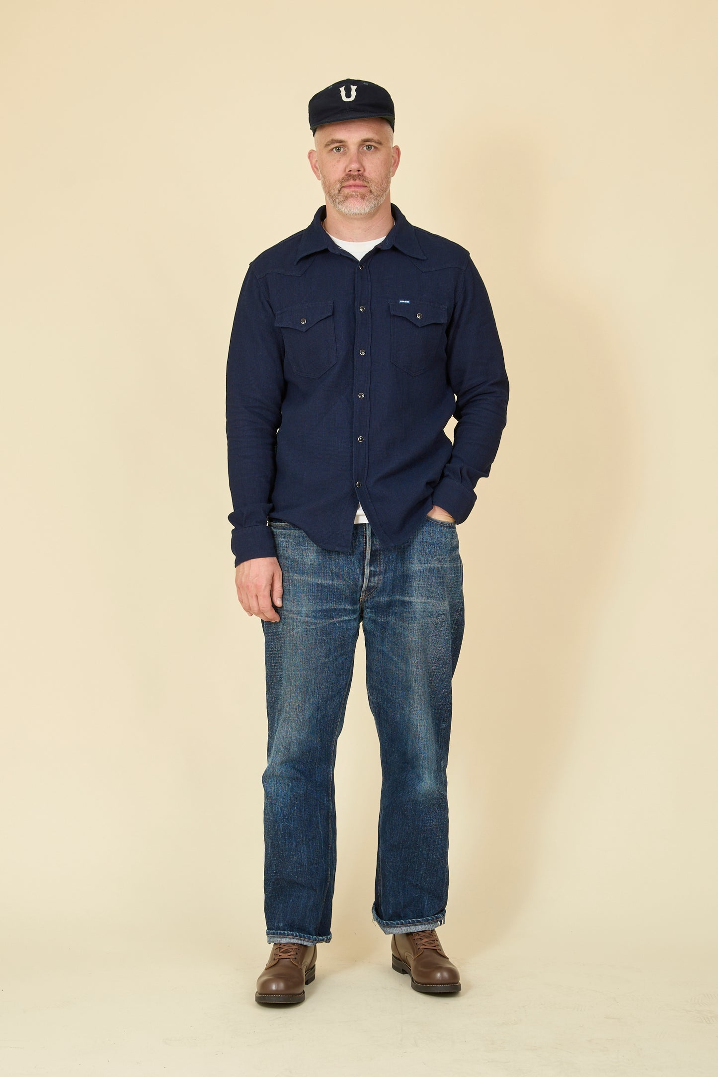 Iron Heart 5oz Selvedge Dobby Cloth Western Shirt - Indigo
