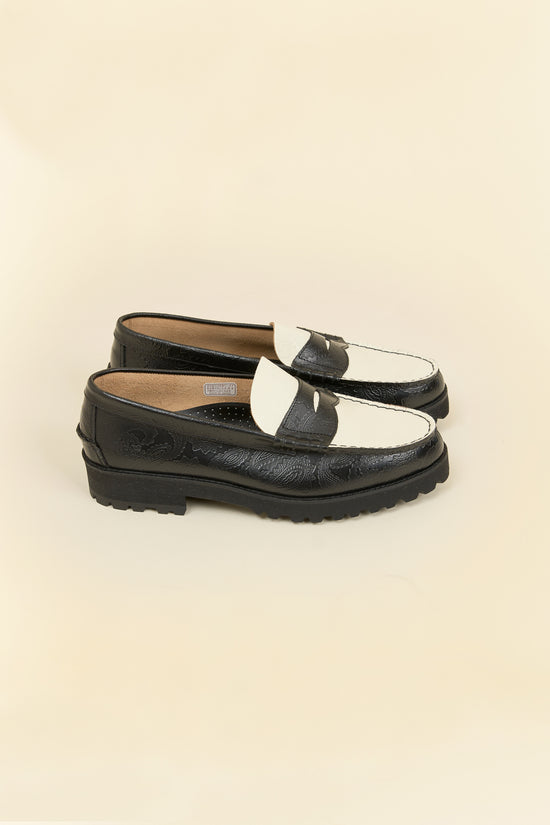 Kenford Shoes Tank Sole Loafer - Black/White Paisley