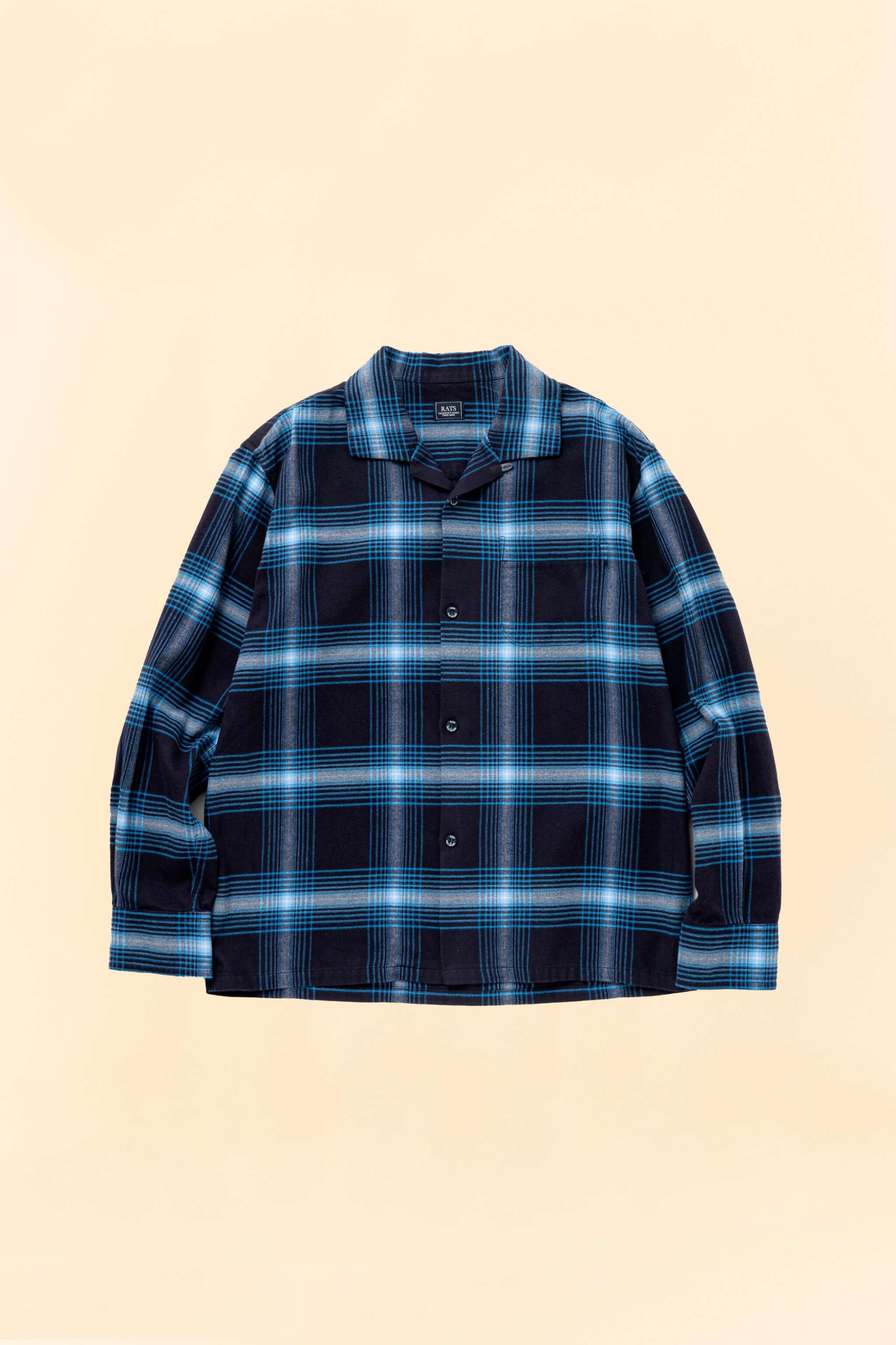 Rats Cotton Rayon Check Shirt - Navy