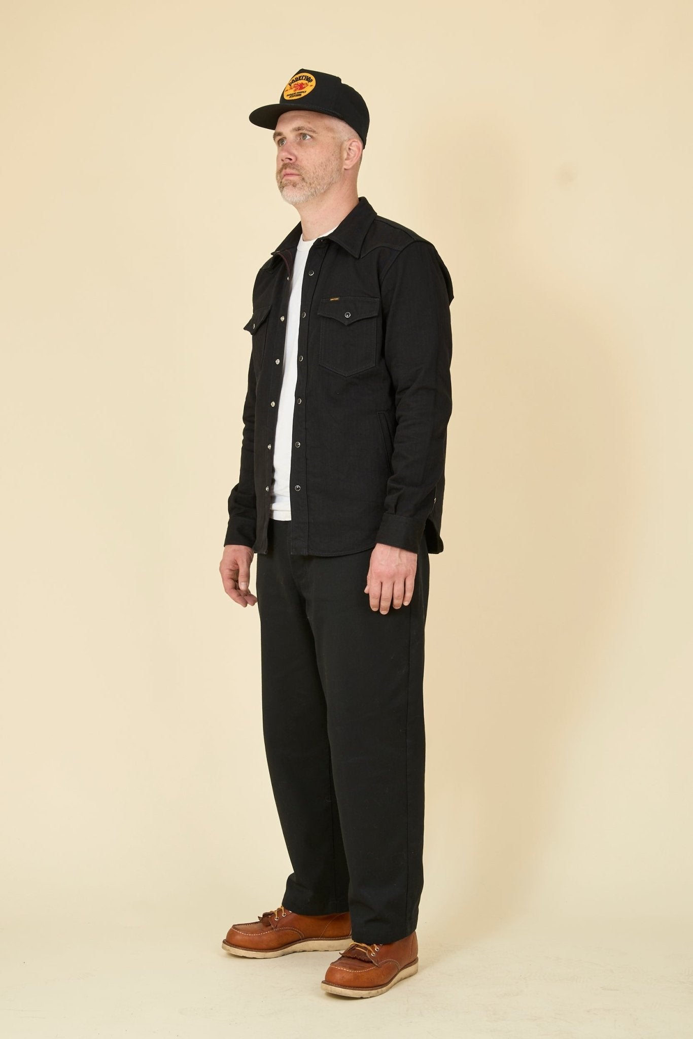 Iron Heart 14oz Herringbone CPO Western Shirt - Black - Iron Heart - URAHARA