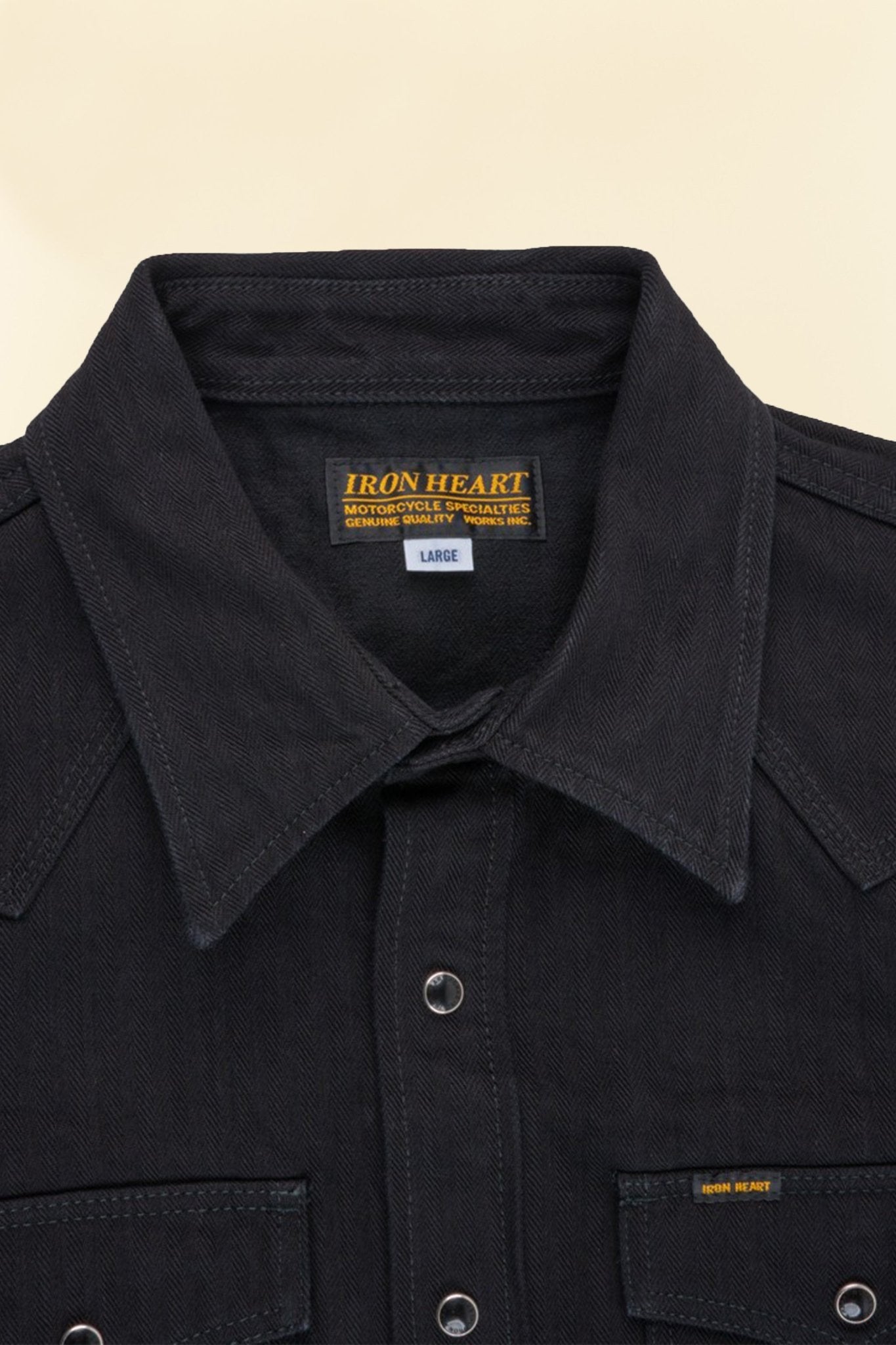 Iron Heart 14oz Herringbone CPO Western Shirt - Black - Iron Heart - URAHARA