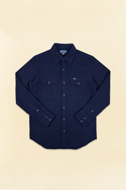 Iron Heart 5oz Selvedge Dobby Cloth Western Shirt - Indigo - Iron Heart - URAHARA