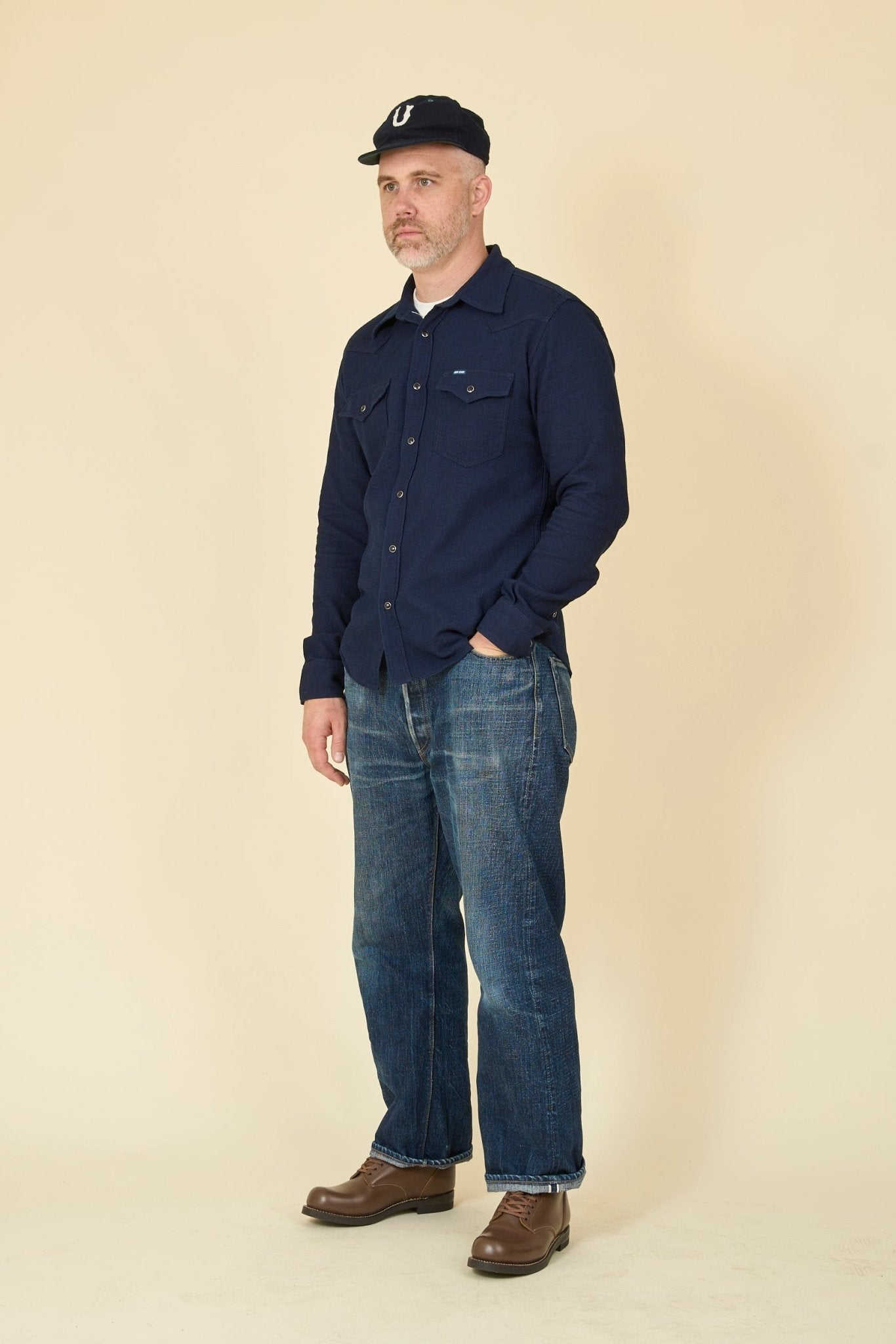 Iron Heart 5oz Selvedge Dobby Cloth Western Shirt - Indigo - Iron Heart - URAHARA