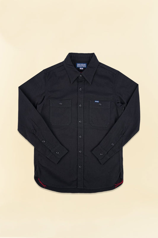 Iron Heart 9oz Cotton Linen Work Shirt - Black - Iron Heart - URAHARA