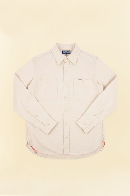 Iron Heart 9oz Cotton Linen Work Shirt - Off White - Iron Heart - URAHARA