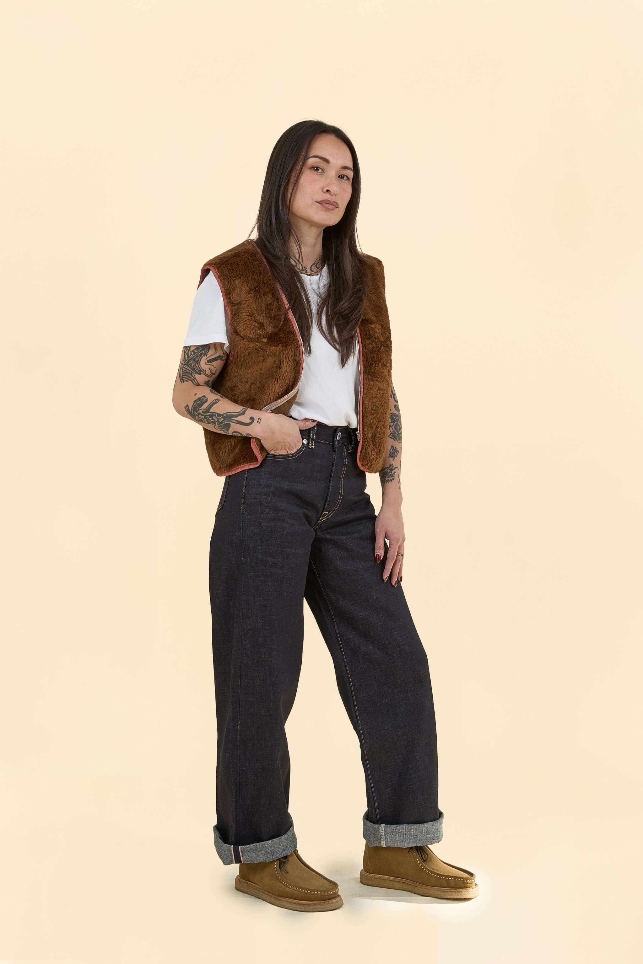 MOMOTARO JEANS Women's #410 Standard Wide Denim - 14.7oz