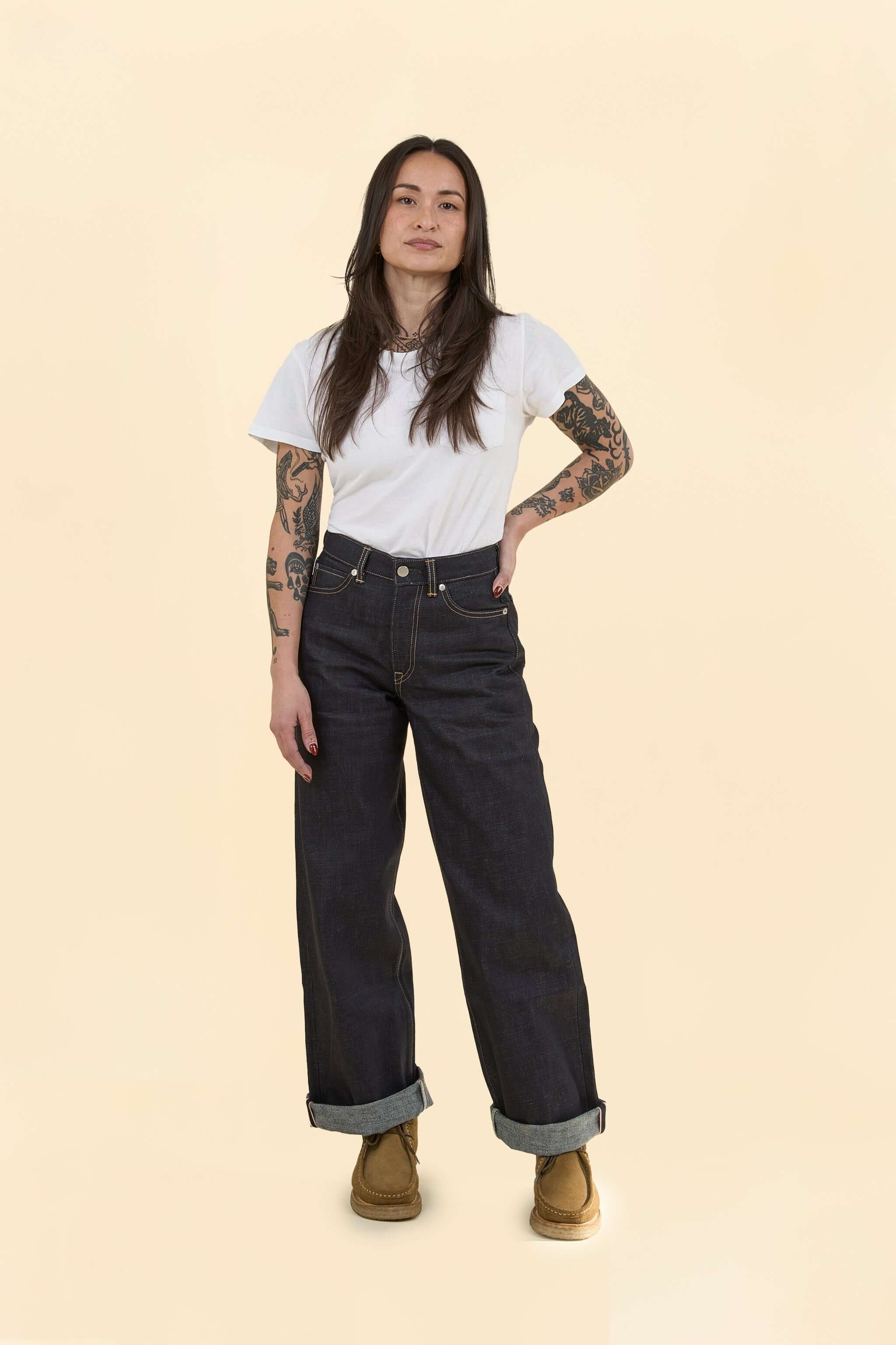 MOMOTARO JEANS Women's #410 Standard Wide Denim - 14.7oz