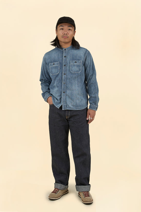 Rats Stand Collar Denim Shirt Indigo