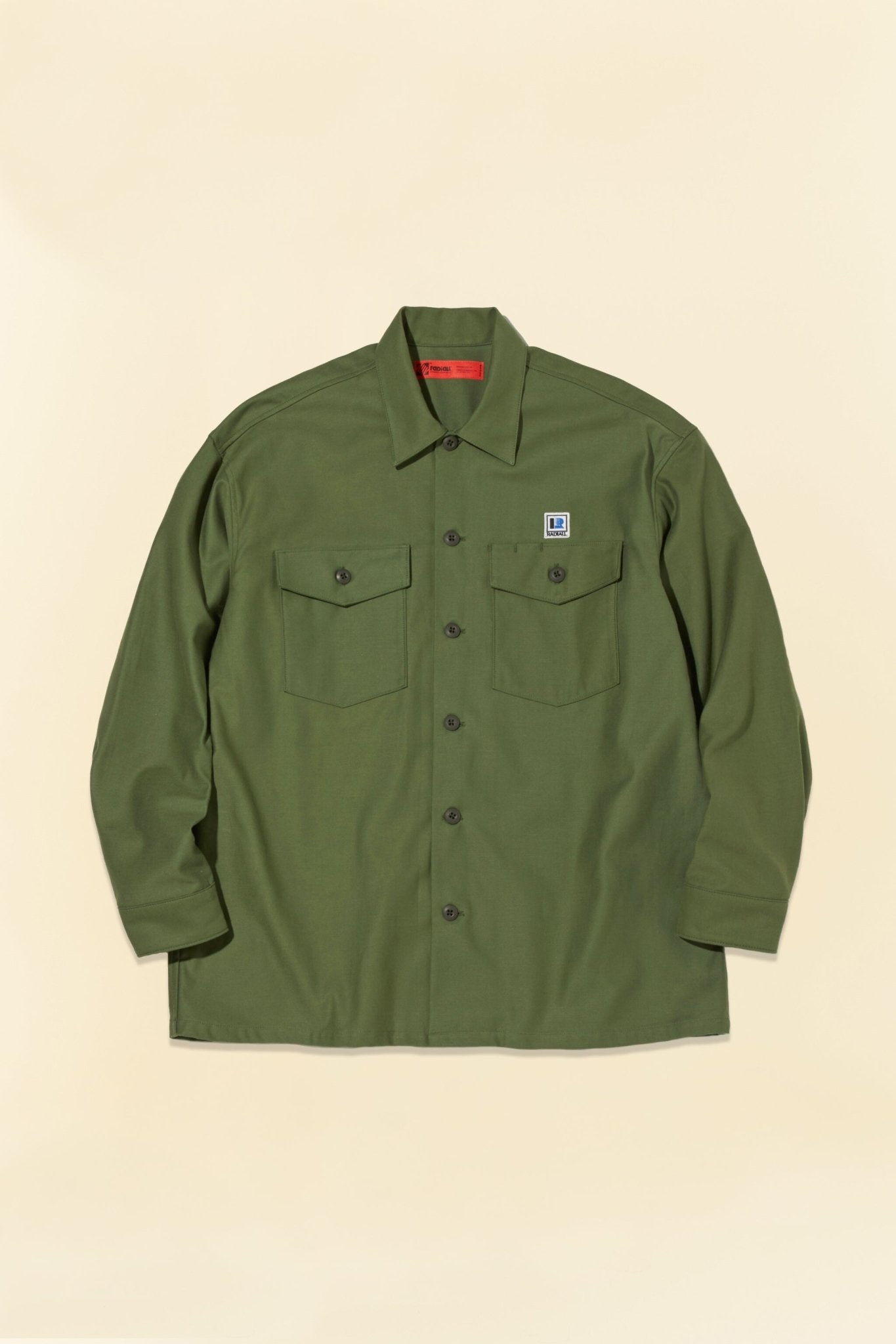 Radiall Hammond Open Collared L/S Shirt - Military Green