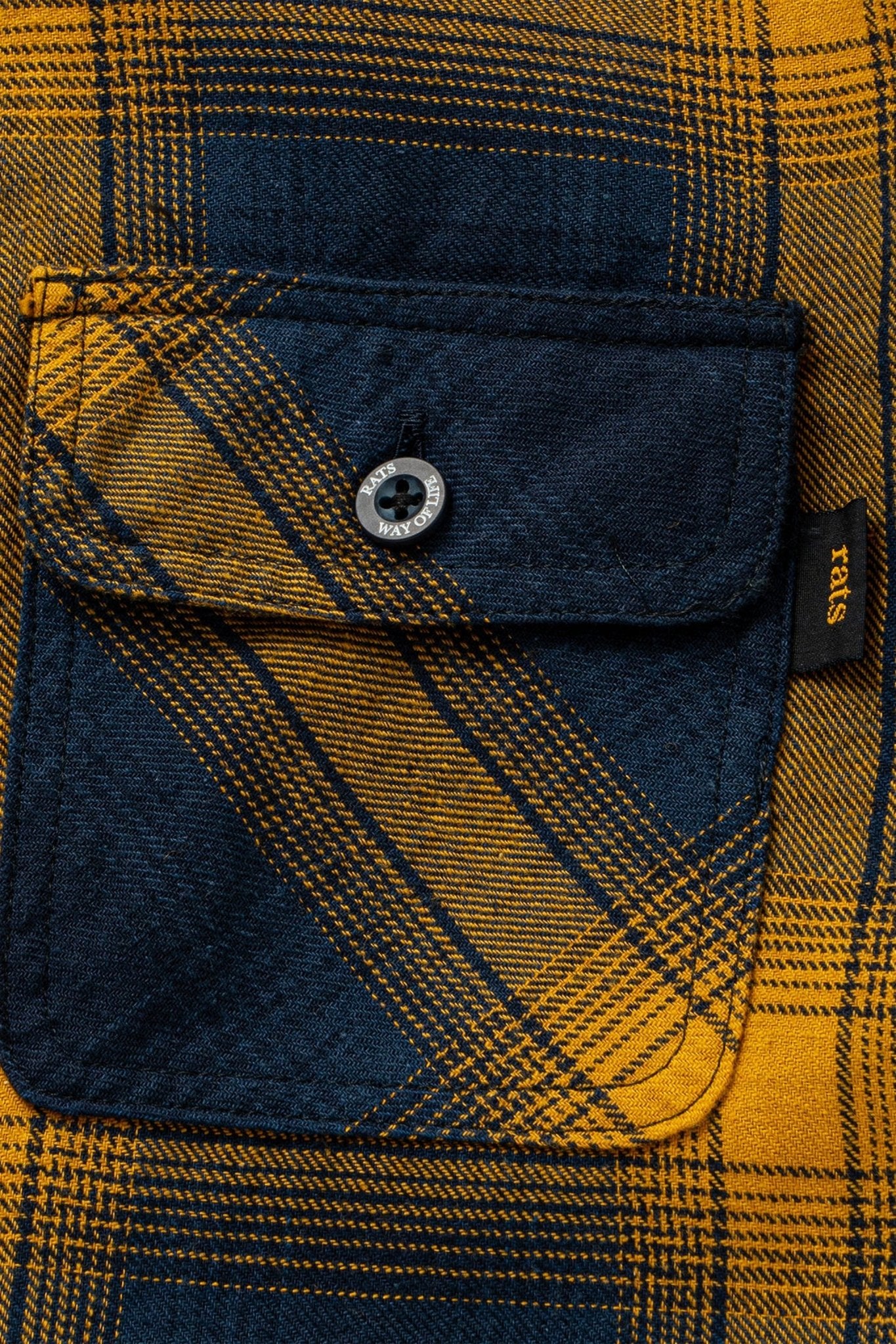 Rats Cotton Linen Check Shirt - Navy / Yellow - Rats - URAHARA