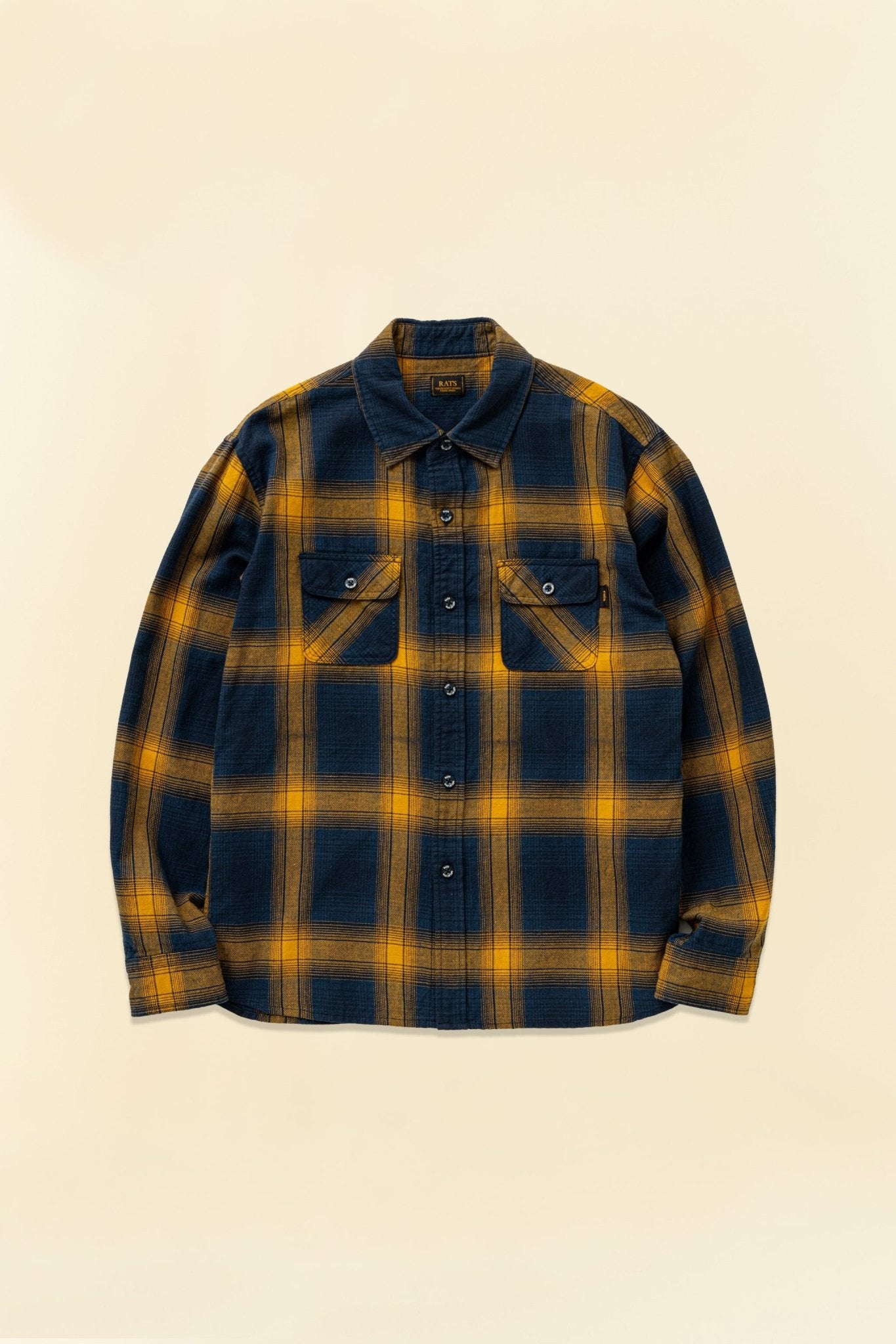 Rats Cotton Linen Check Shirt - Navy / Yellow - Rats - URAHARA
