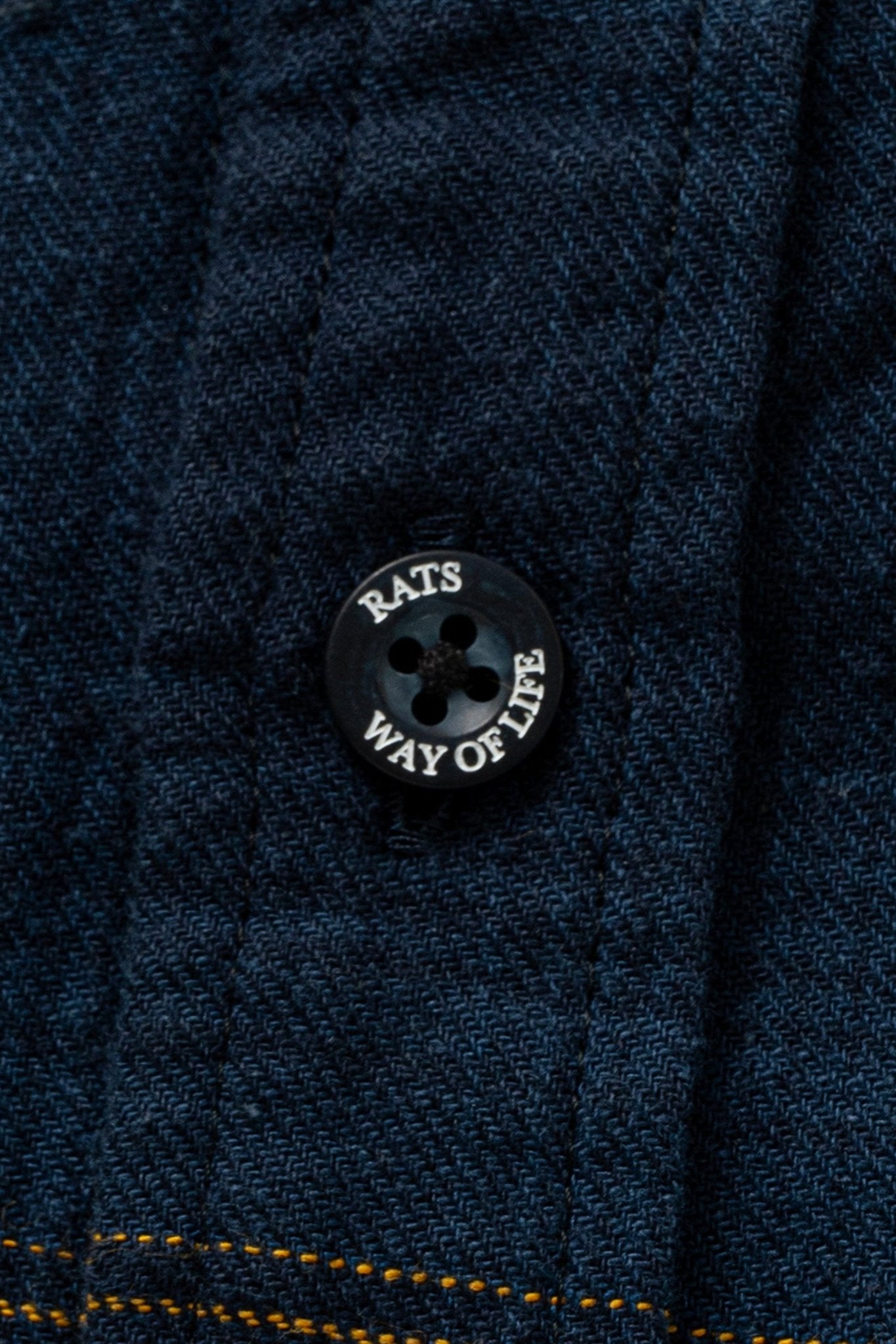 Rats Cotton Linen Check Shirt - Navy / Yellow - Rats - URAHARA