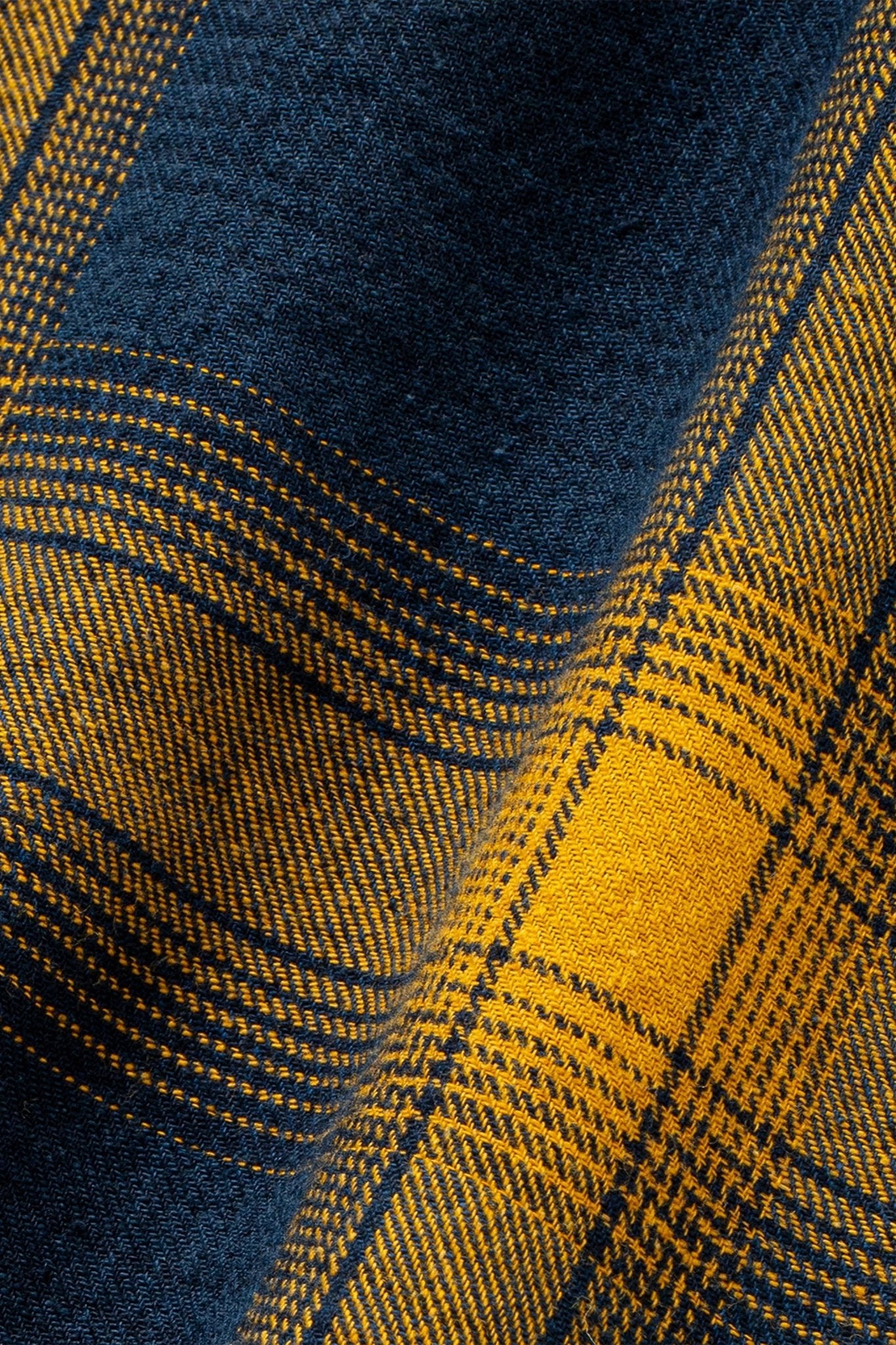 Rats Cotton Linen Check Shirt - Navy / Yellow - Rats - URAHARA