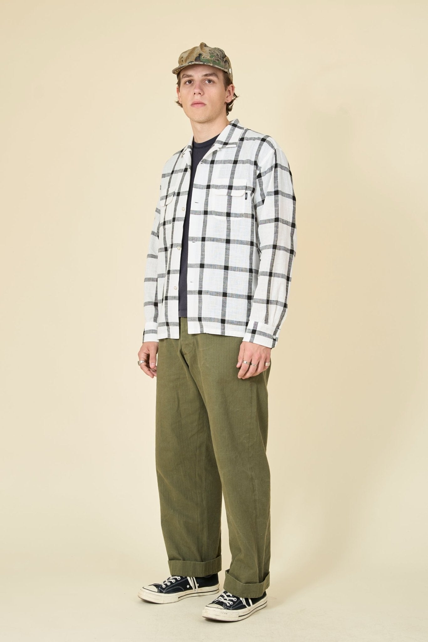 Rats Windowpane Check Shirt - White / Black - Rats - URAHARA