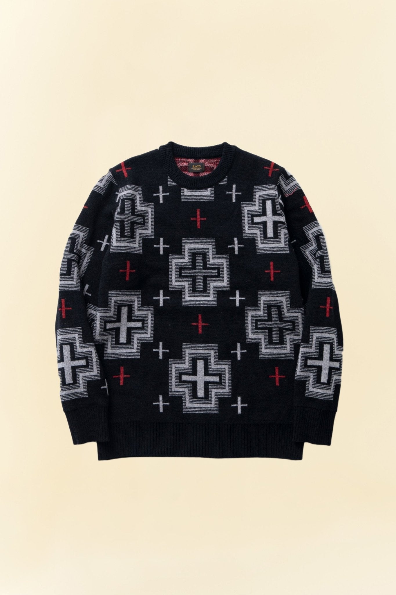 Rats Native Cross Crew Neck Knit - Black