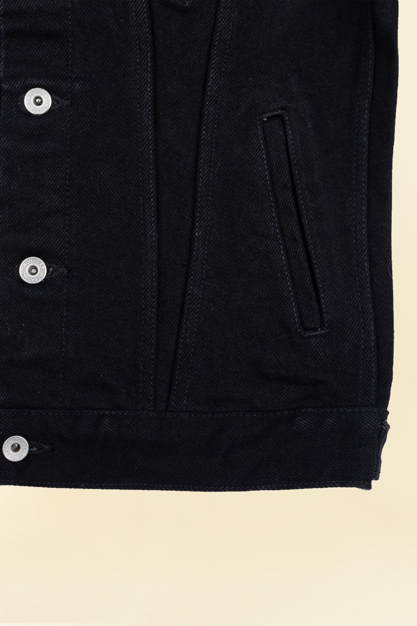 21oz Selvedge Denim Modified Type III Jacket - Superblack (Fades To Grey) - Iron Heart - URAHARA