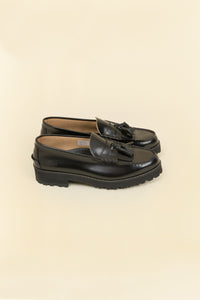Kenford Shoes Tank Sole Quilt Tassel Loafer - Black