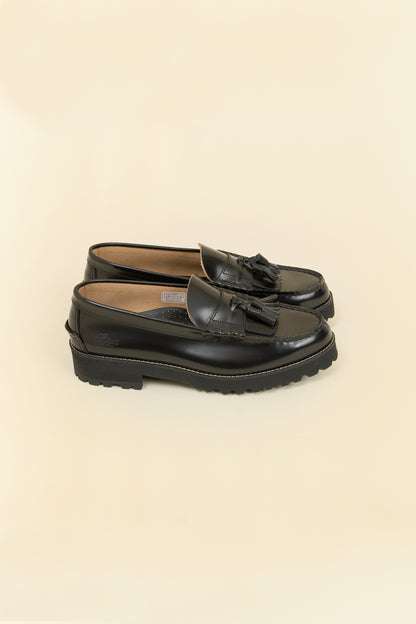 Kenford Shoes Tank Sole Quilt Tassel Loafer - Black