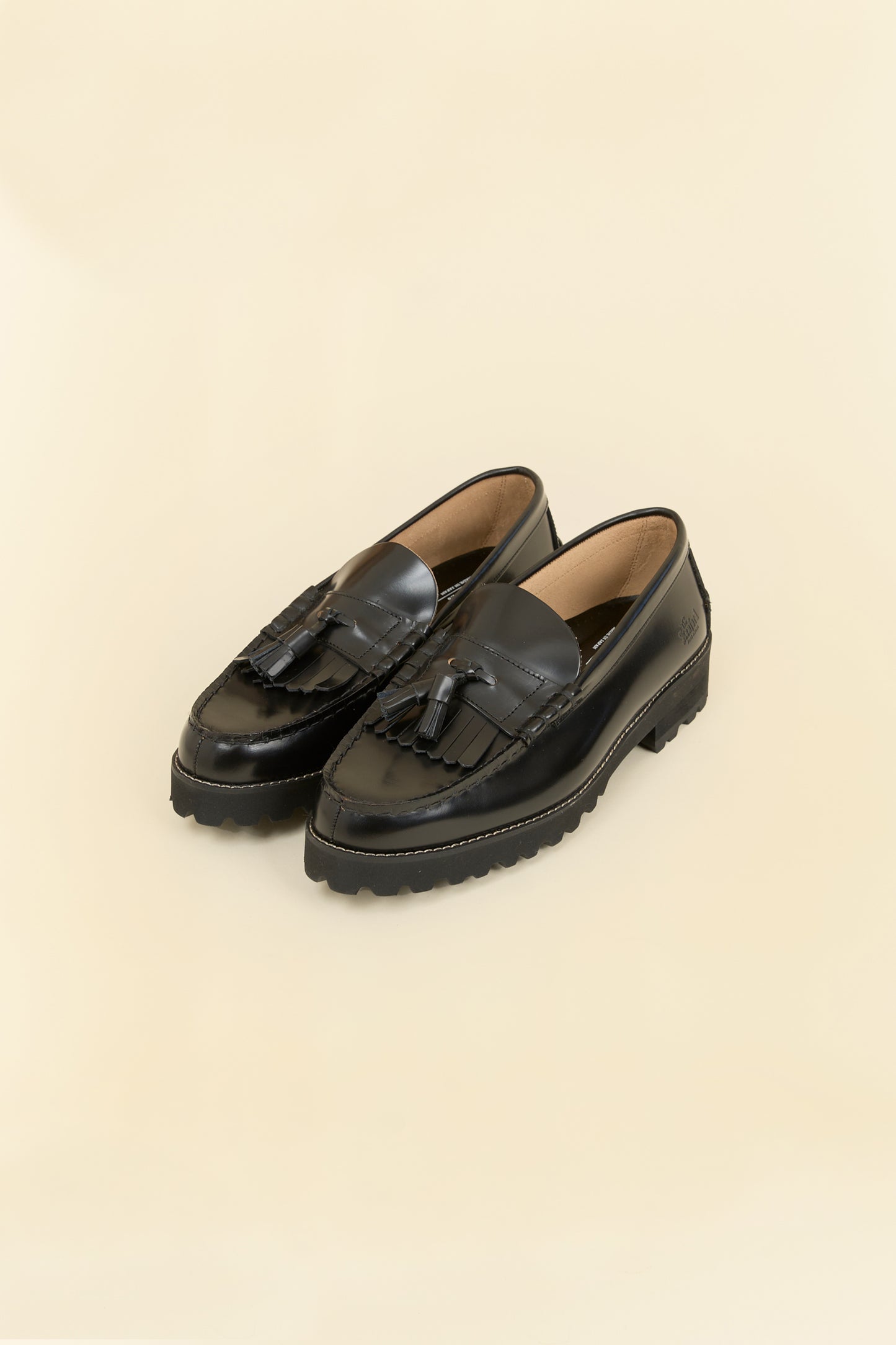 Kenford Shoes Tank Sole Quilt Tassel Loafer - Black