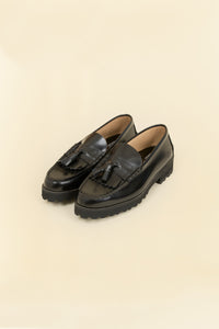 Kenford Shoes Tank Sole Quilt Tassel Loafer - Black