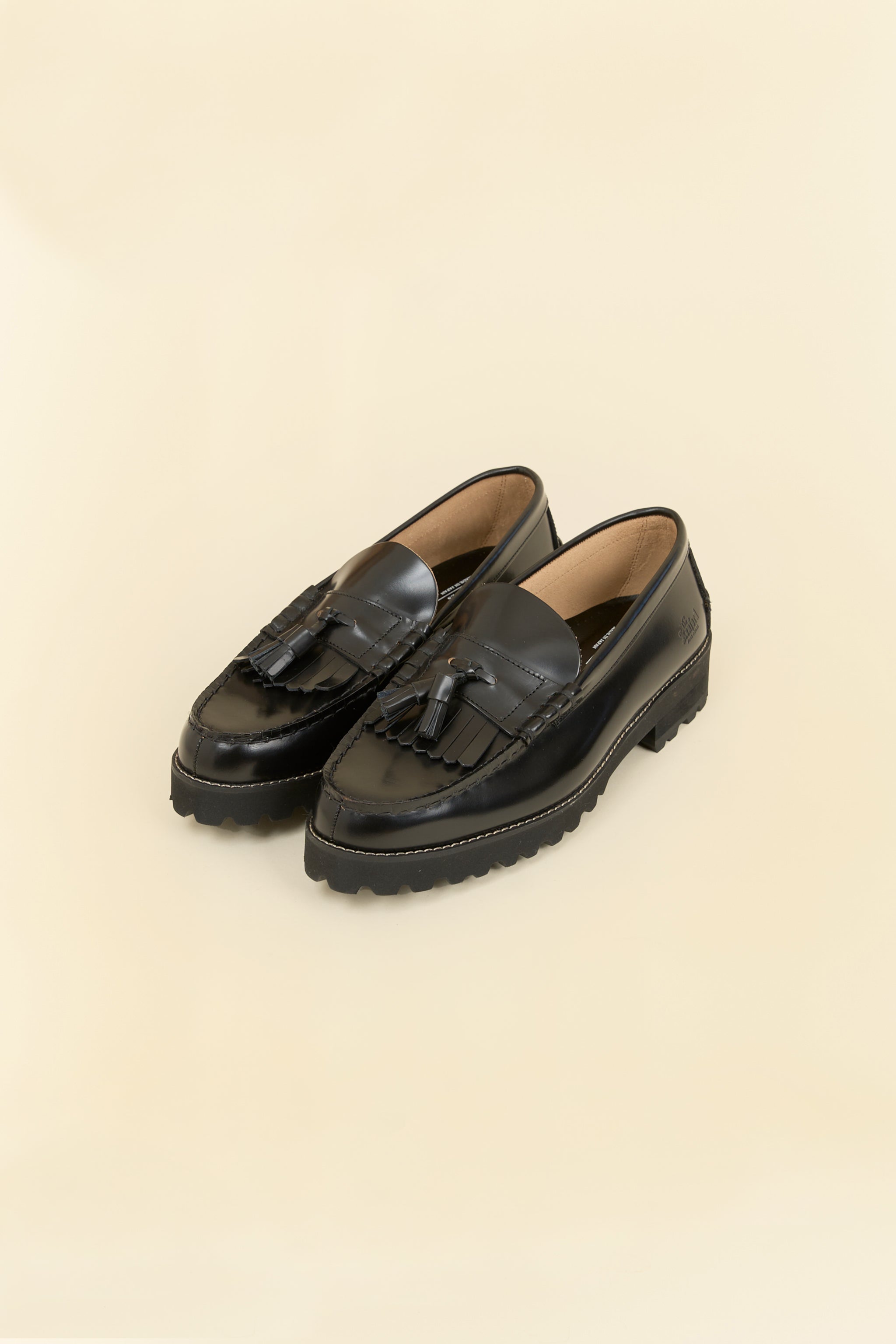 Kenford Shoes Tank Sole Quilt Tassel Loafer - Black