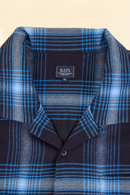 Rats Cotton Rayon Check Shirt - Navy