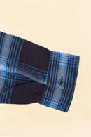 Rats Cotton Rayon Check Shirt - Navy