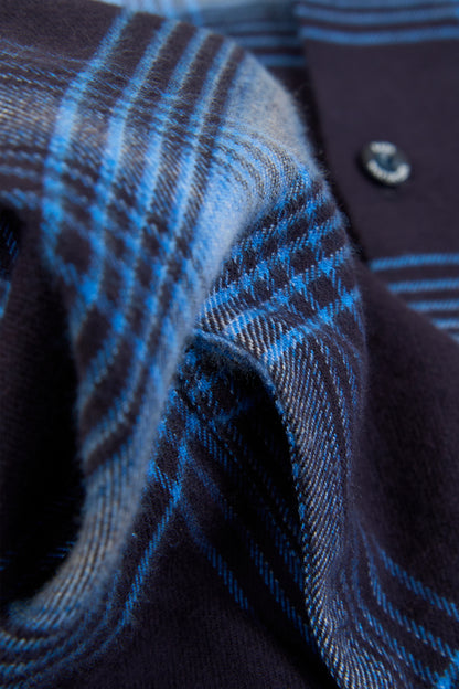 Rats Cotton Rayon Check Shirt - Navy