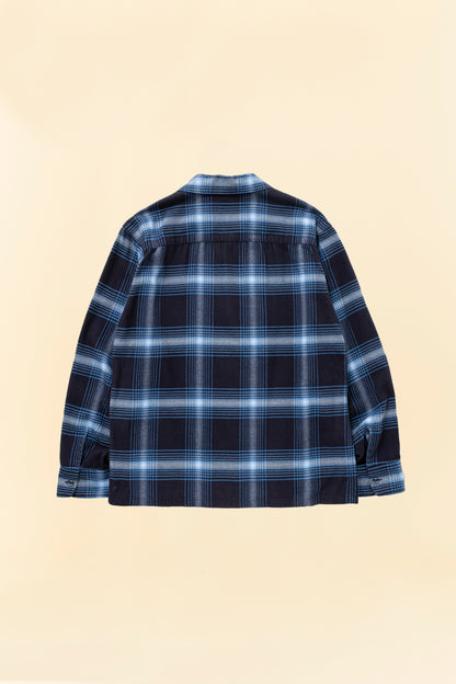 Rats Cotton Rayon Check Shirt - Navy