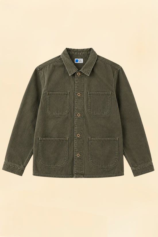 Japan Blue Organic Drill Coverall Jacket - Olive Drab