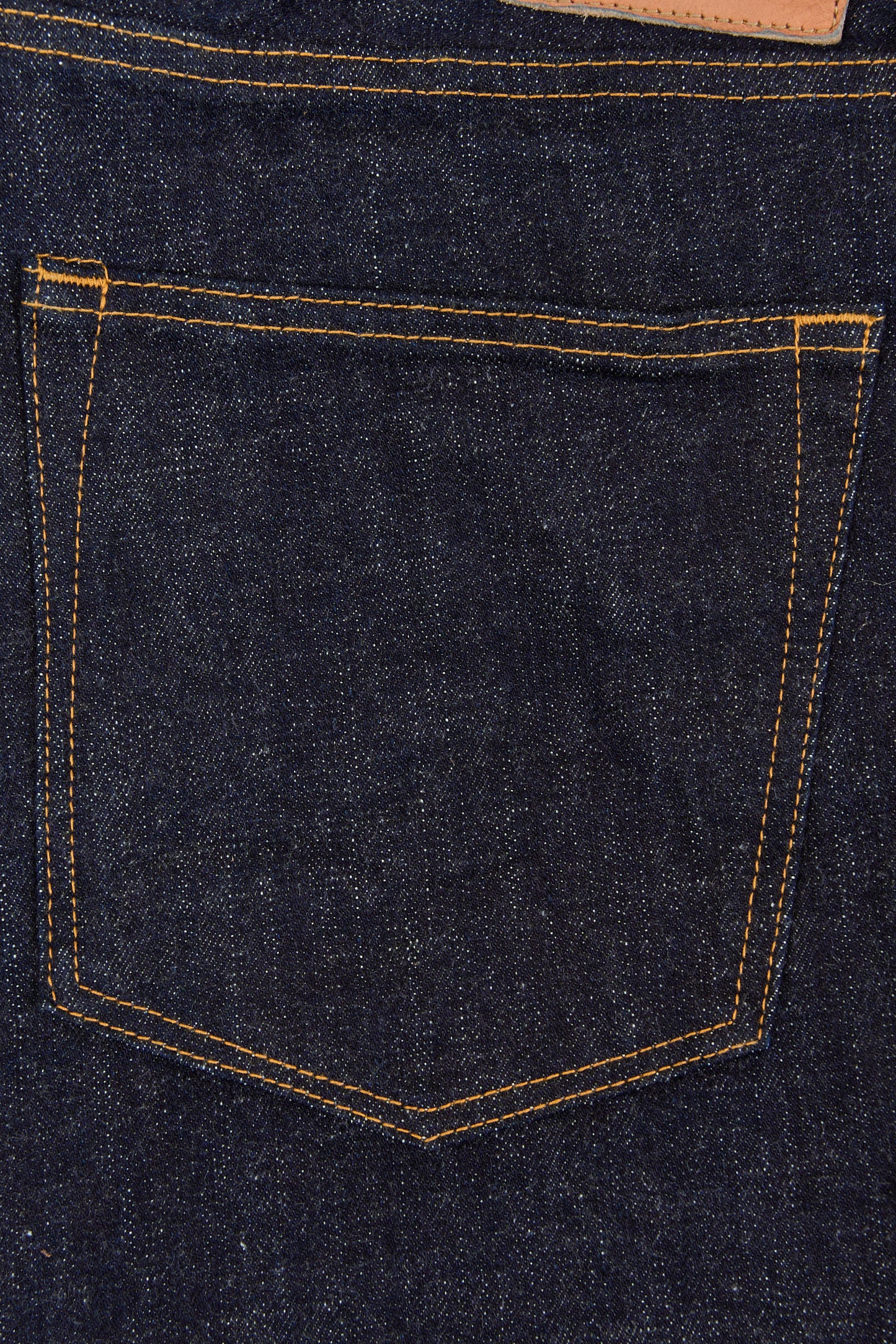 Japan Blue J427 Selvedge Jeans – back pocket stitching and fabric close-up
