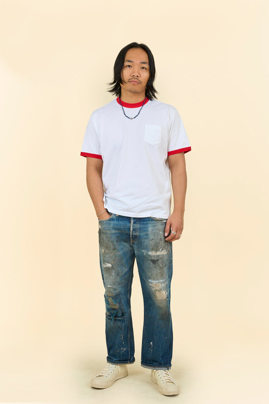 Rats Trim Pocket T-Shirt - White/Red