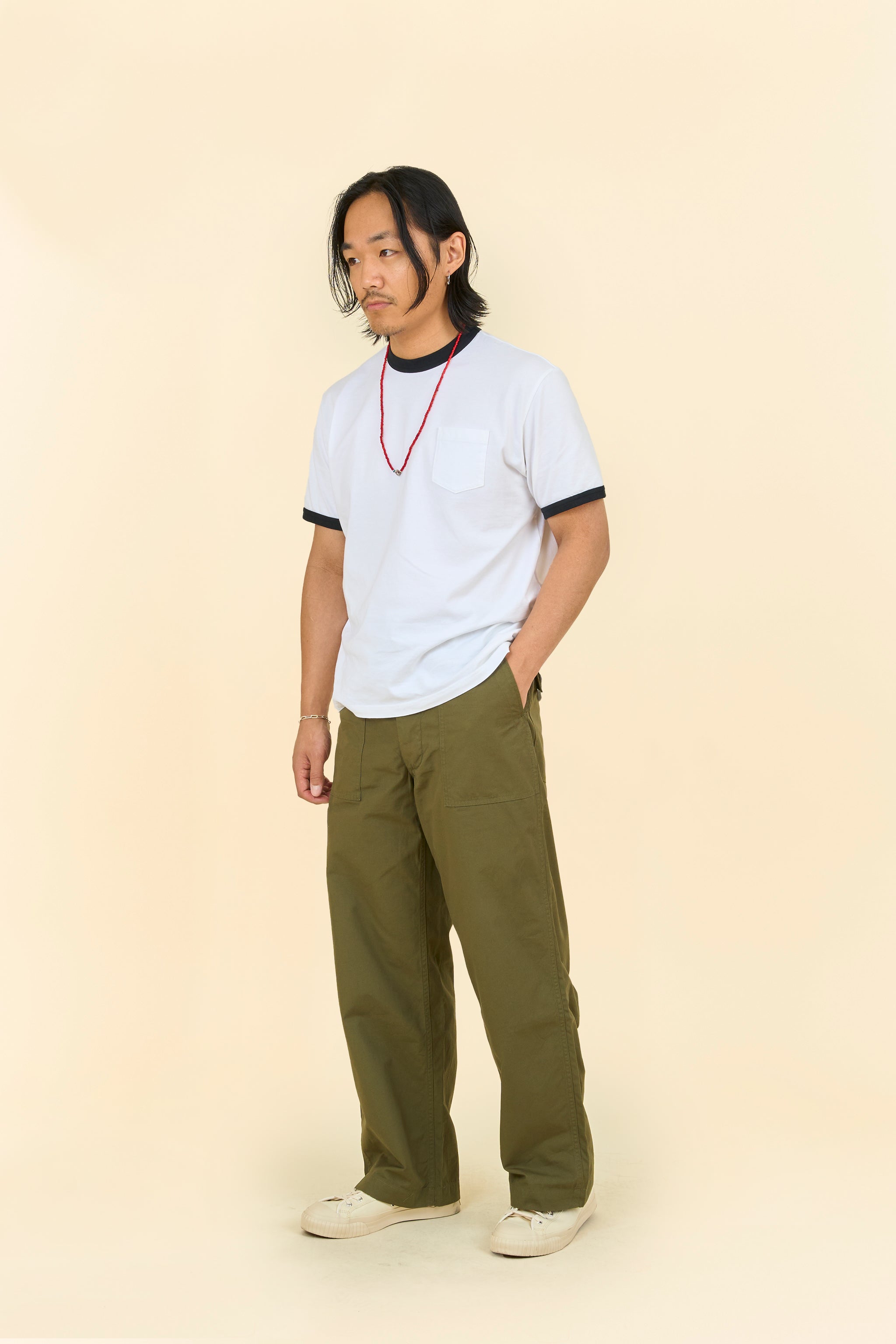 Rats Trim Pocket T-Shirt - White/Black