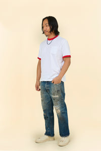 Rats Trim Pocket T-Shirt - White/Red