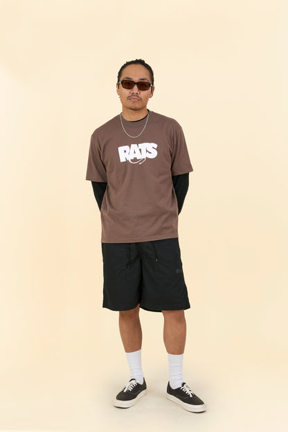Rats Box Logo T-Shirt - Brown