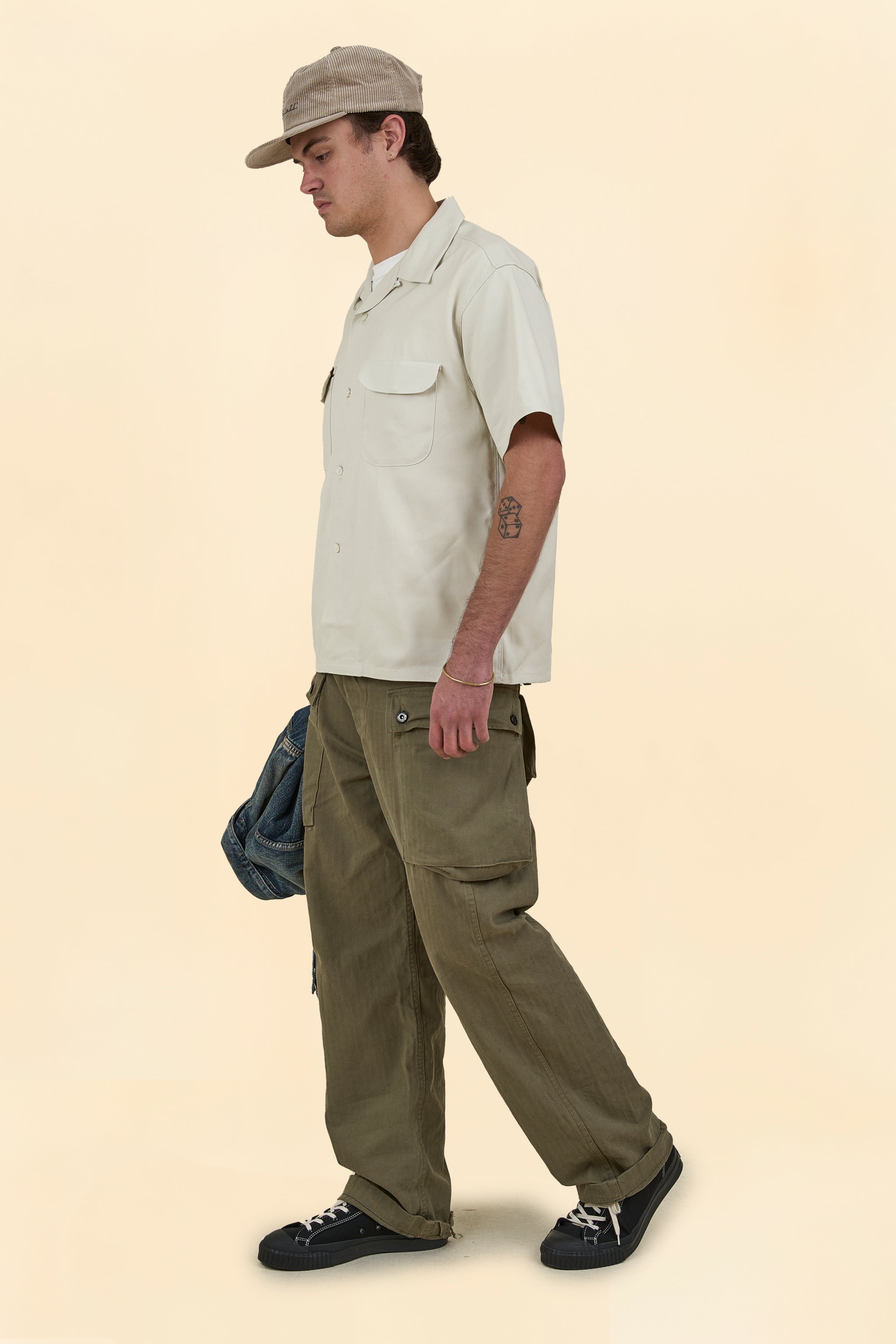 Wearmasters Lot.878 Flap Pocket Rayon Shirt S/S - Natural