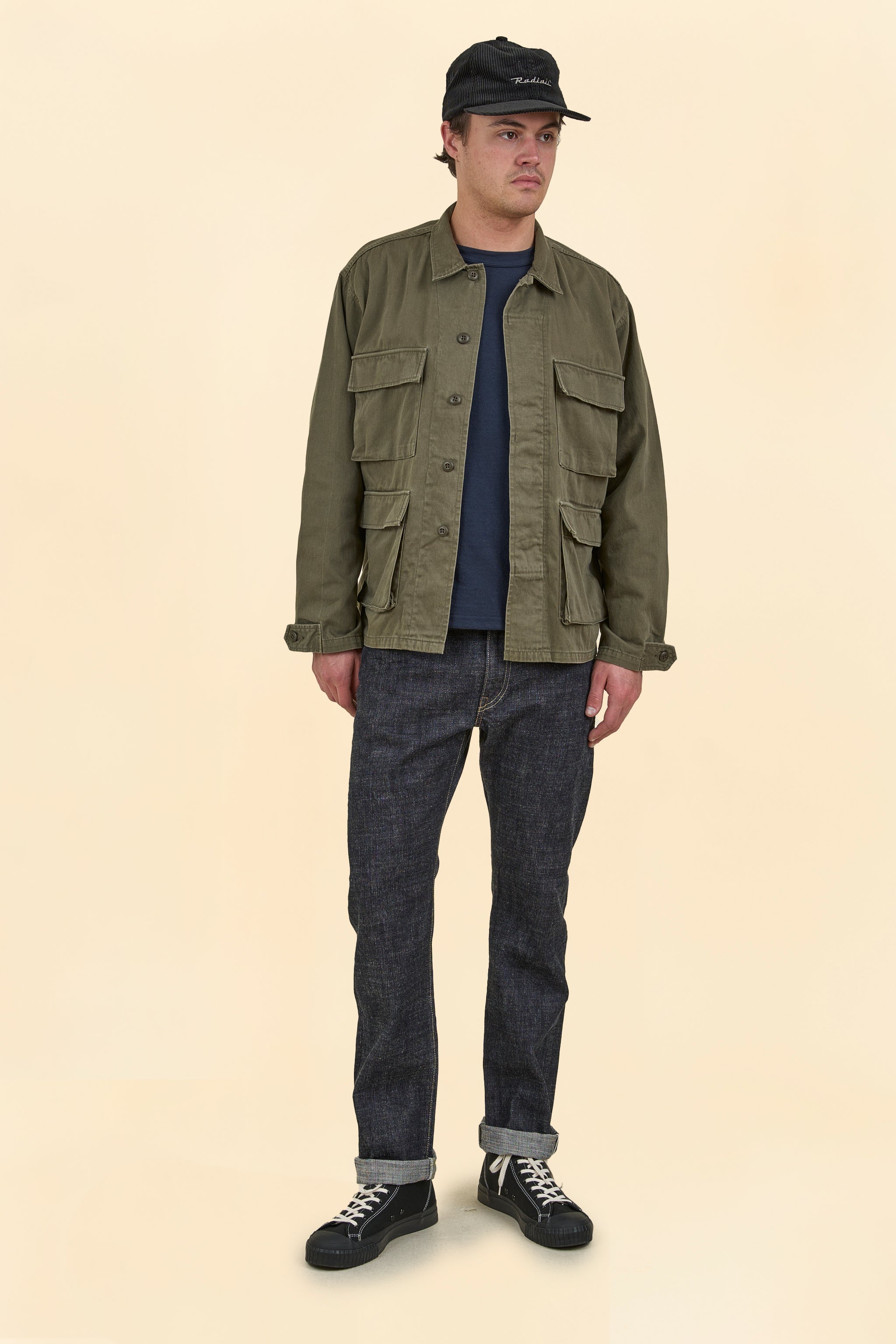 Japan Blue Sulphur Dyed Fatigue Jacket - Olive Drab