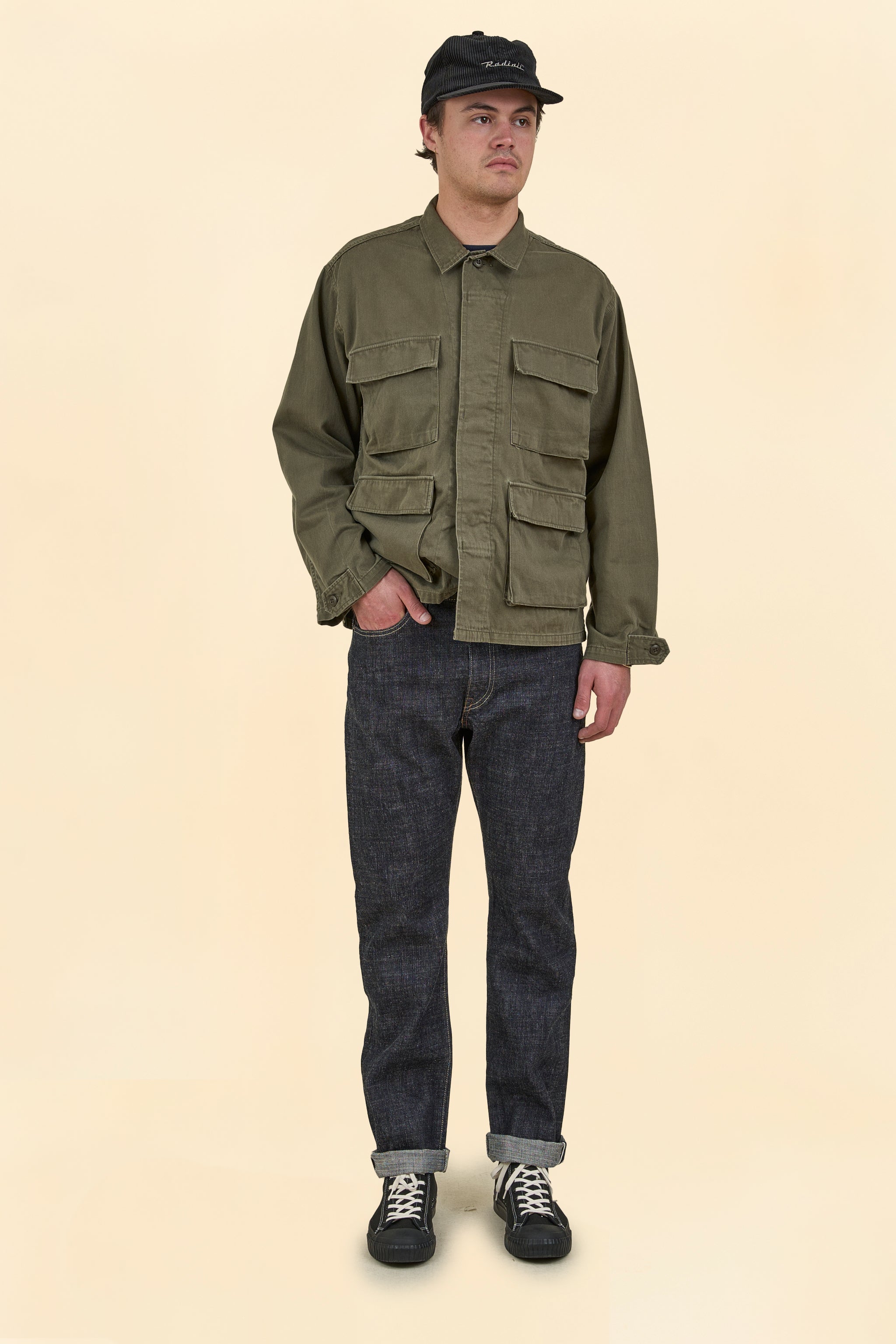 Japan Blue Sulphur Dyed Fatigue Jacket - Olive Drab