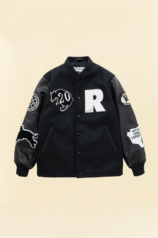 Rats x Neighborhood x WTAPS Melton / Leather Varsity Jacket