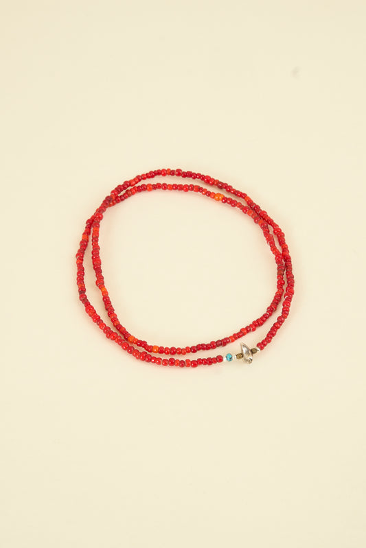 Sunku White Heart Necklace & Bracelet - Red [SK-122]