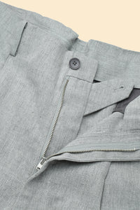 Wearmasters Double Tuck Pants - Cotton Linen Chambray Grey