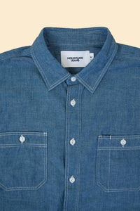 MOMOTARO JEANS Triple Stitch Chambray Shirt - Two Stripes