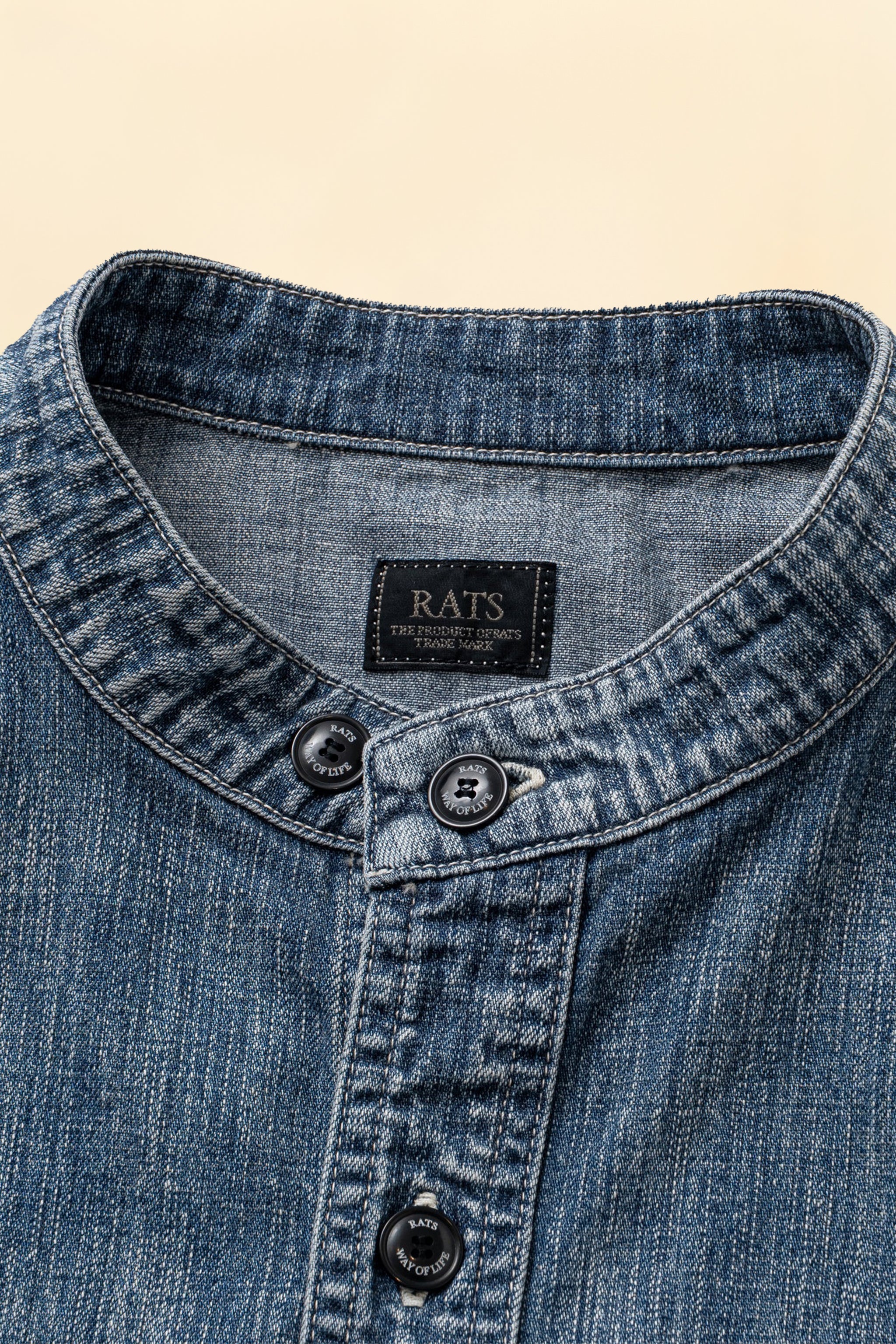 Rats Stand Collar Denim Shirt Indigo