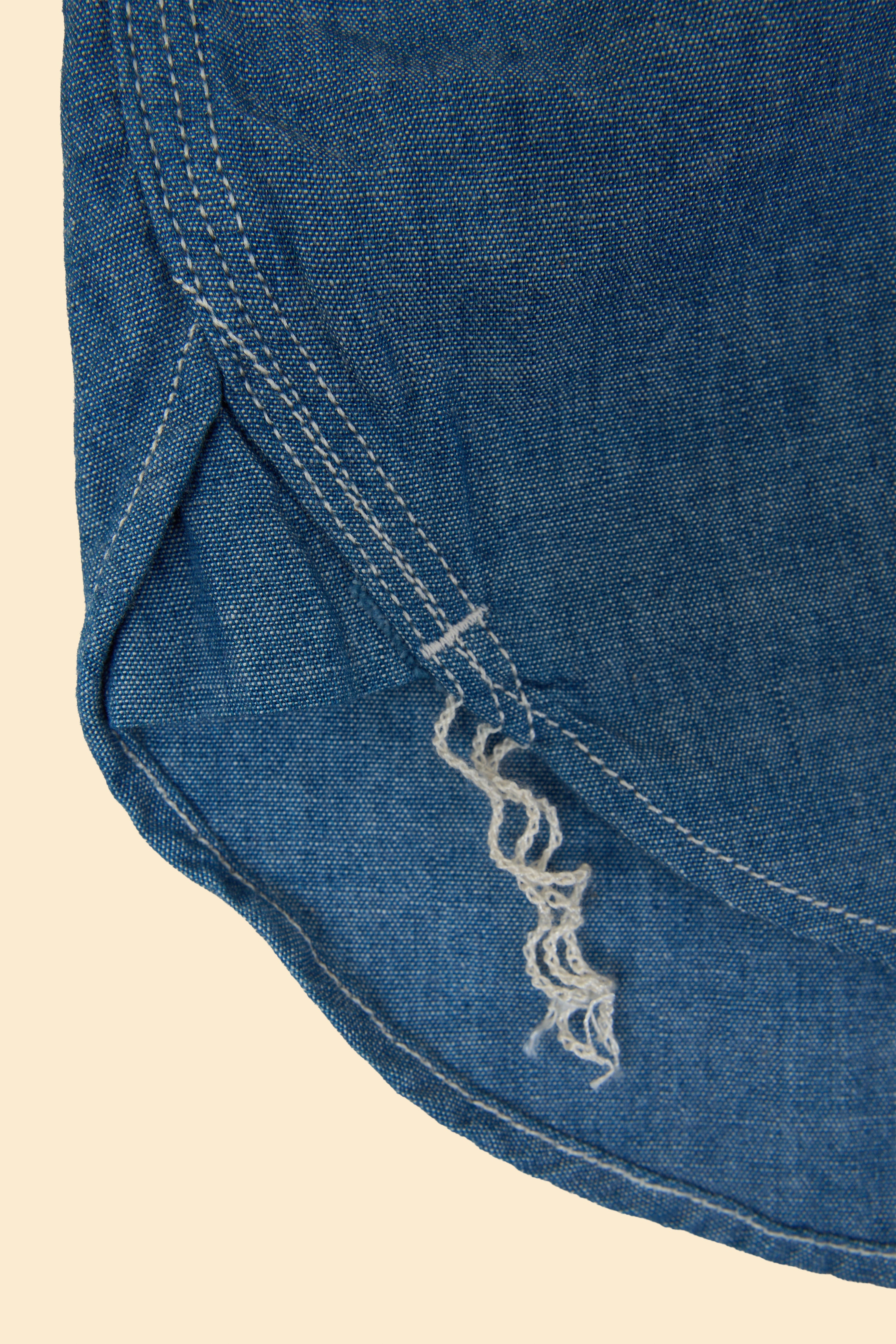 MOMOTARO JEANS Triple Stitch Chambray Shirt - Two Stripes