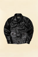 Double Helix Classic 1920s Horsehide Leather Jacket – front view showing shawl collar and button-front closure.
