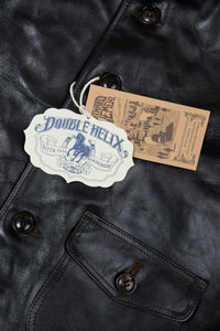 Double Helix 1920s Horsehide Jacket – dual flap pocket and tonal stitching detail.
