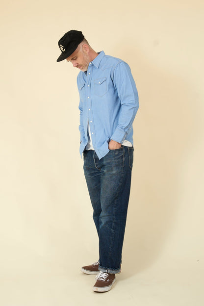 Dubble Works Lot. 43001 Western Shirt - Sax Blue - Dubble Works - URAHARA