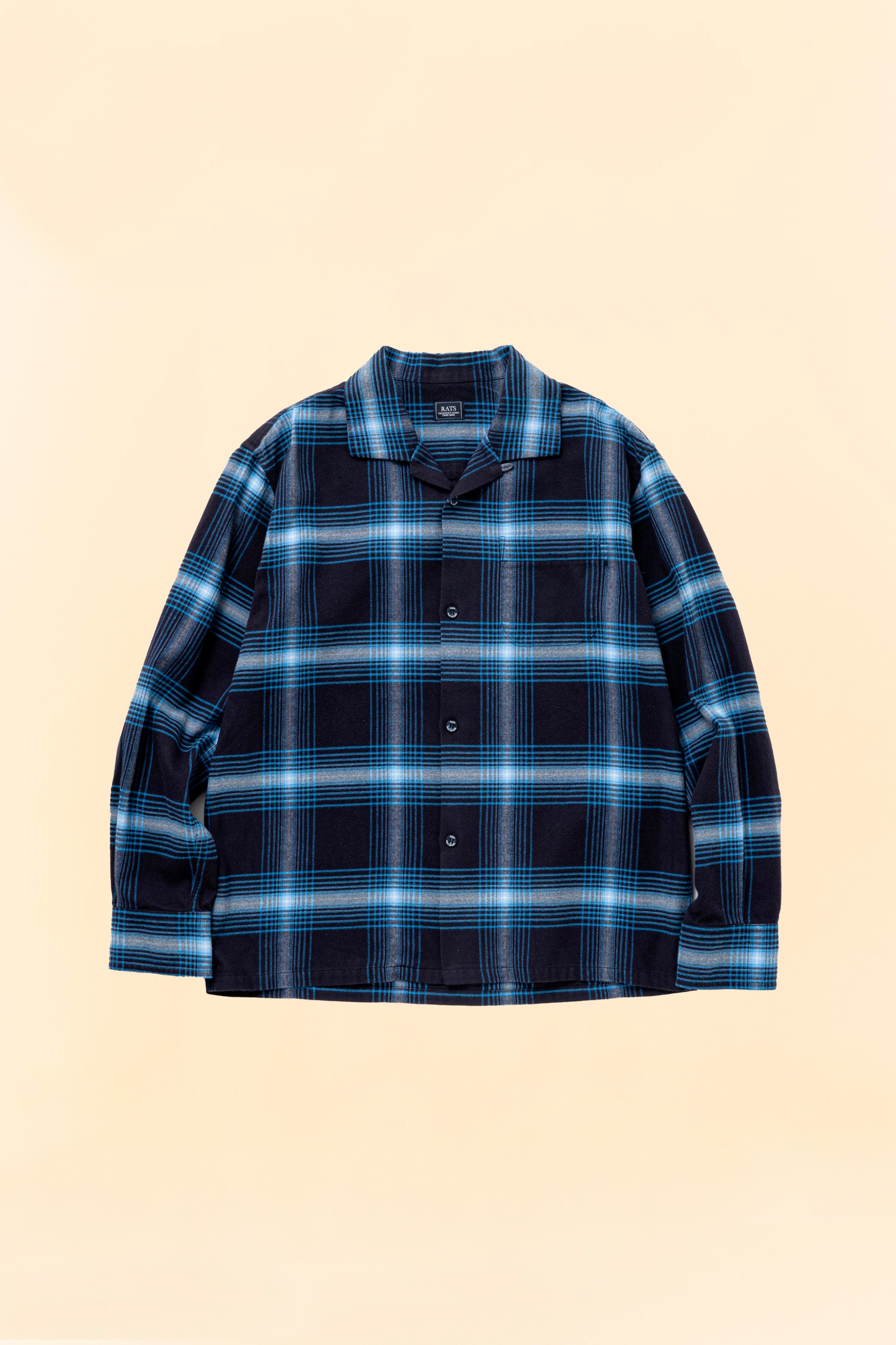 Rats Cotton Rayon Check Shirt - Navy