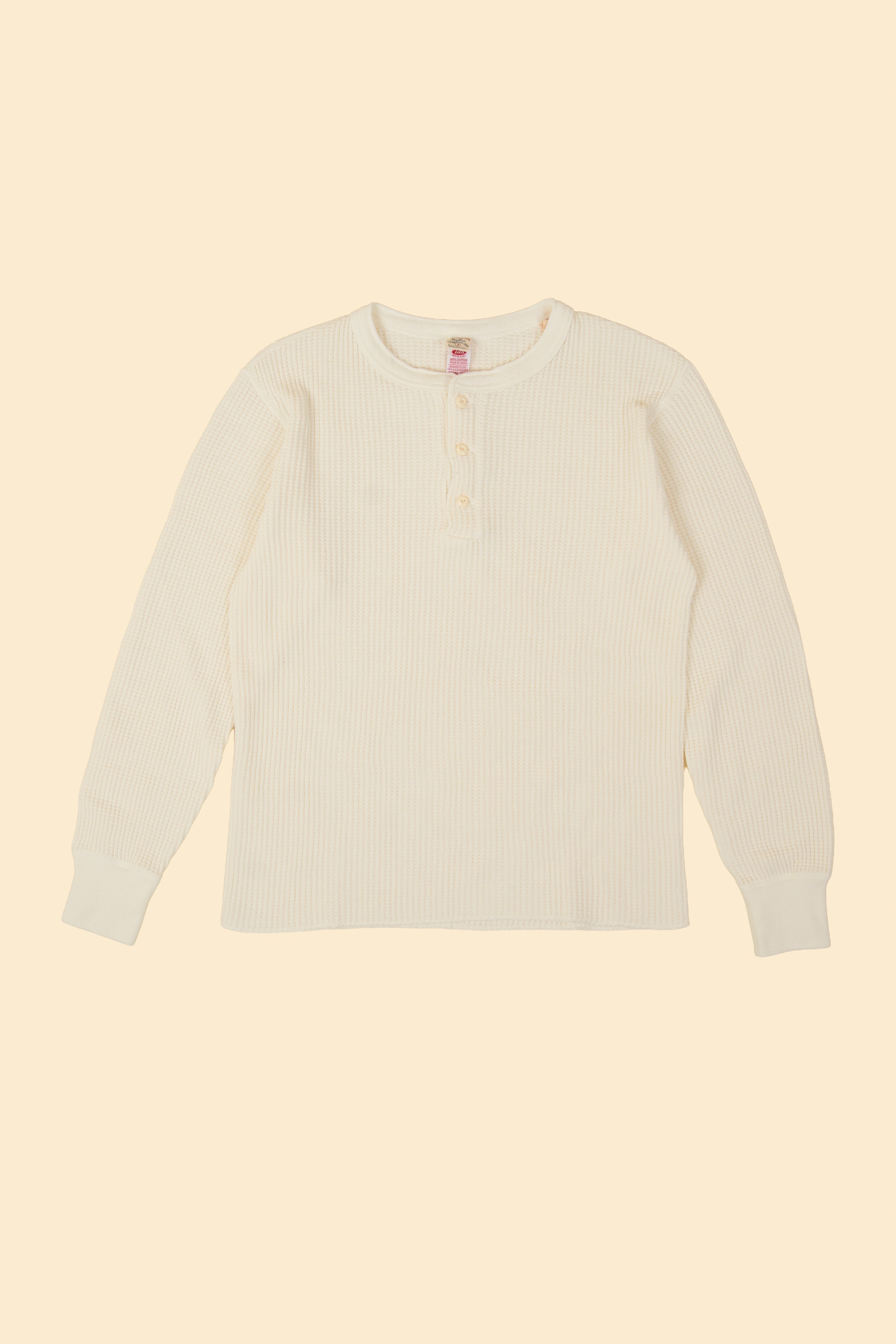 UES Big Waffle Henley Neck Thermal - Off White