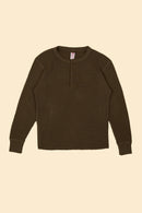UES Big Waffle Henley Neck Thermal- Brown